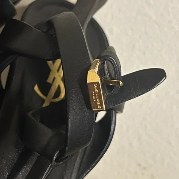 Saint Laurent Black Heels with Strappy Design and Platform Sole - Picture 3 of 7